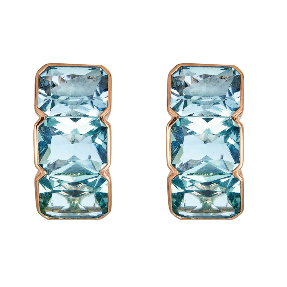 Piranesi Rose Gold Pietra Huggie Earring - Blue Topaz E5371-BT