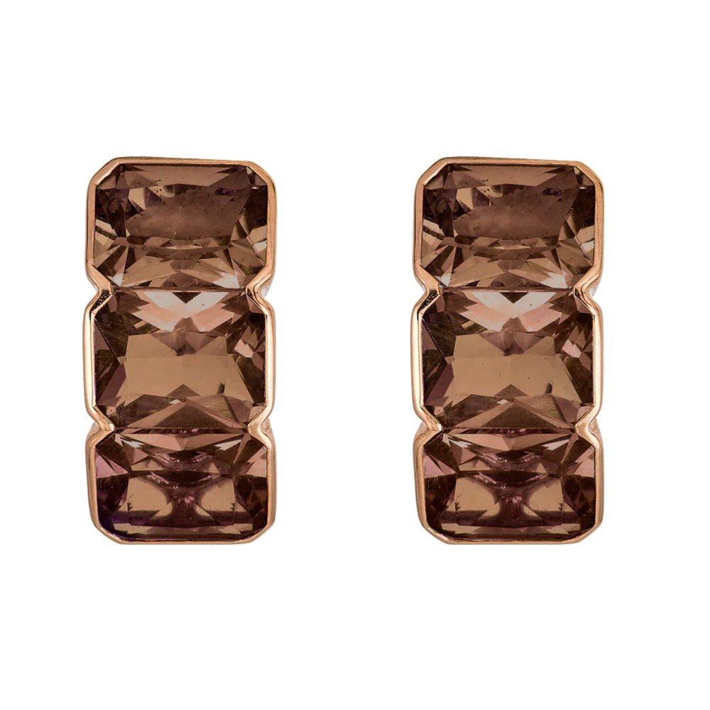 Piranesi Rose Gold Pietra Huggie Earring - Smokey Quartz E5371-SM