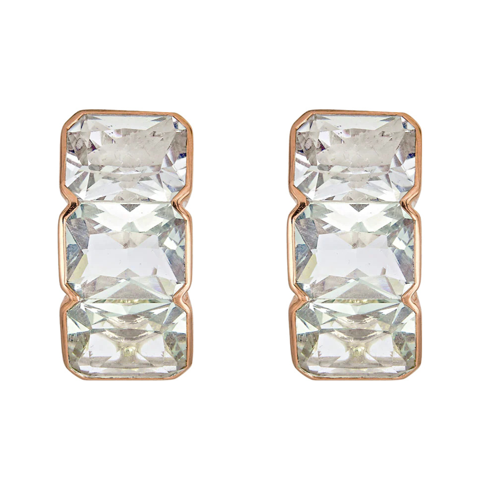 Piranesi Rose Gold Pietra Huggie Earring - White Topaz E5371-WT