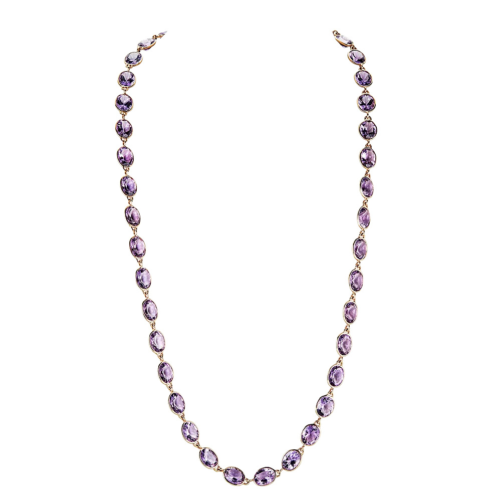 Piranesi Rose Gold Pietra Oval Chain Necklace - Amethyst N5735-AM24