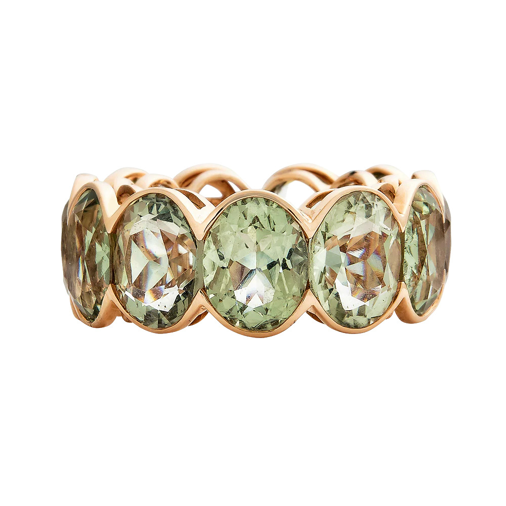 Piranesi Rose Gold Pietra Oval Eternity Band - Green Amethyst