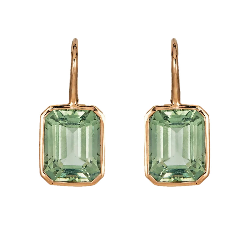 Piranesi Rose Gold Pietra Single Drop Earrings - Green Amethyst E5350-GRAM