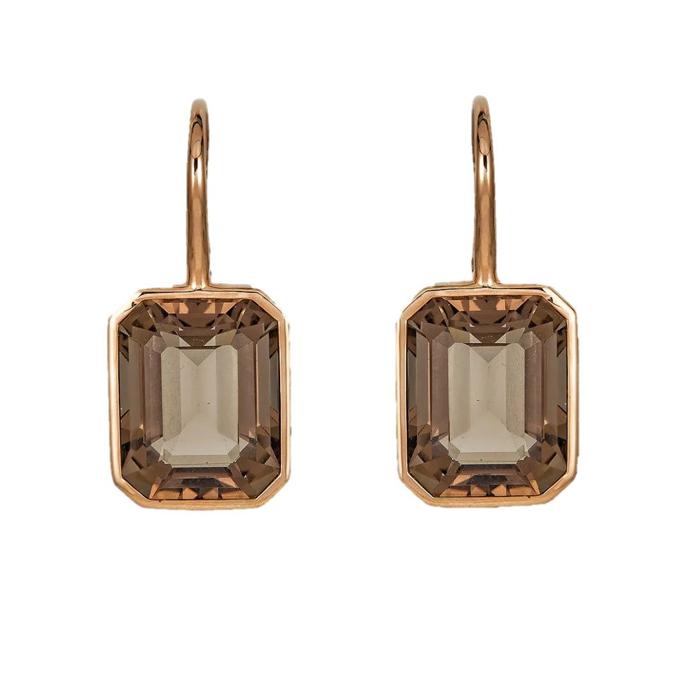 Piranesi Rose Gold Pietra Single Drop Earrings - Smokey Quartz E5350-SM