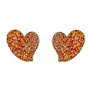 Piranesi Rose Gold Wave Heart Medium Earring - Orange Sapphire E5389-OR