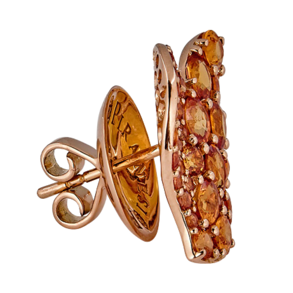 Piranesi Rose Gold Wave Heart Medium Earring - Orange Sapphire E5389-OR #2