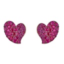 Piranesi Rose Gold Wave Heart Medium Earring - Pink Sapphire E5389-DP