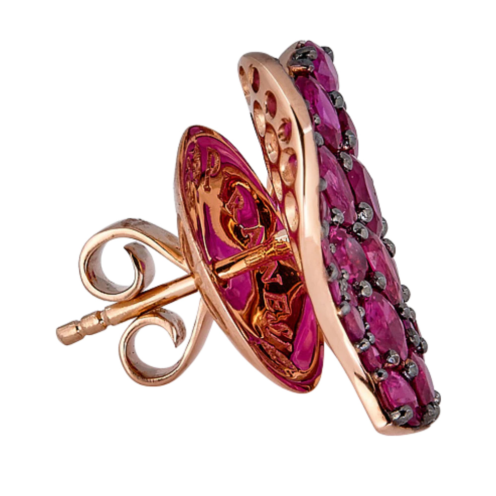 Piranesi Rose Gold Wave Heart Medium Earring - Pink Sapphire E5389-DP #2