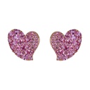 Piranesi Rose Gold Wave Heart Medium Earring - Pink Sapphire E5389-P