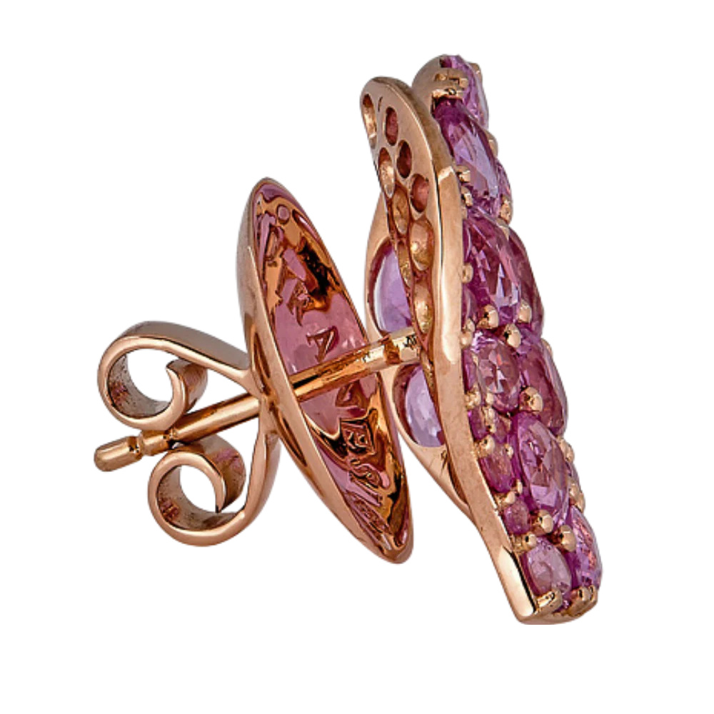 Piranesi Rose Gold Wave Heart Medium Earring - Pink Sapphire E5389-P #2