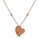 Piranesi Rose Gold Wave Heart Medium Necklace - Orange Sapphire N6088-OR