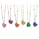 Piranesi Rose Gold Wave Heart Medium Necklace - Pink Sapphire N6088-DP #2