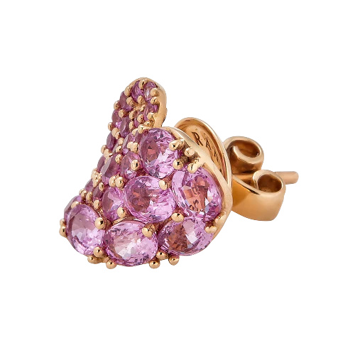 Piranesi Rose Gold Wave Heart Small Earring - Pink Sapphire E5017-P #2