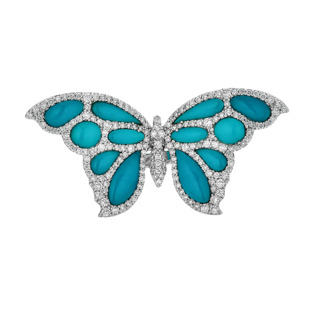 Piranesi White Gold Capri Butterfly Ring - Turquoise