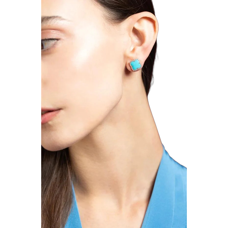 Piranesi White Gold Capri Small Flower Earrings - Turquoise E5240-TURQ/W #2