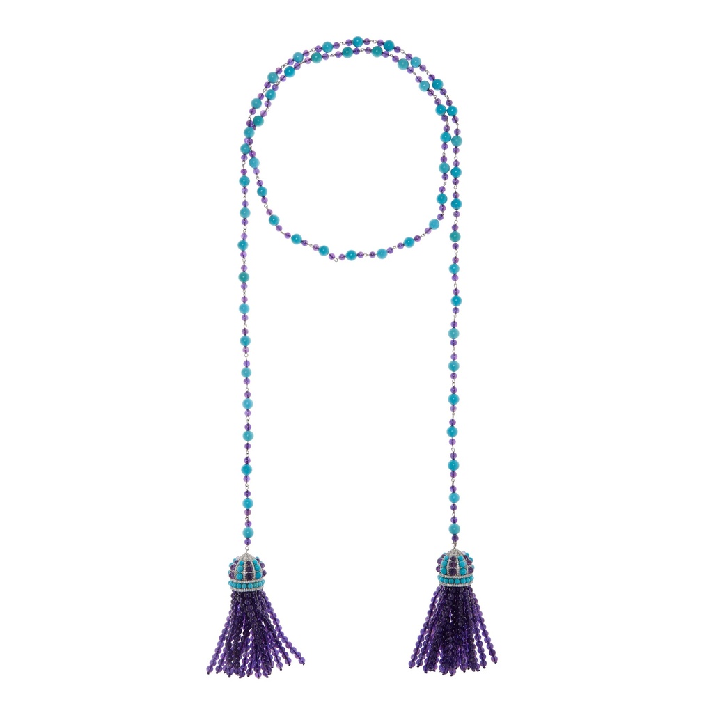 Piranesi White Gold Capri Tassel Lariat - Amethyst N5917-AM/TURQ #2