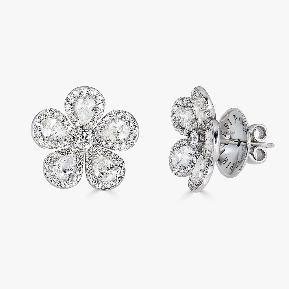 Piranesi White Gold Classic Flower Earrings E5045-DIA/WG #2
