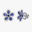 Piranesi White Gold Classic Flower Earrings - Blue Sapphire E5045-B #2