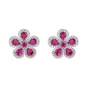 Piranesi White Gold Classic Flower Earrings - Ruby E5045-R