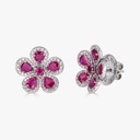Piranesi White Gold Classic Flower Earrings - Ruby E5045-R #2