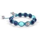 Shamballa Jewels White Gold Diamond Turquoise & Blue Sapphire 10mm Bead Braided Bracelet (Left View)