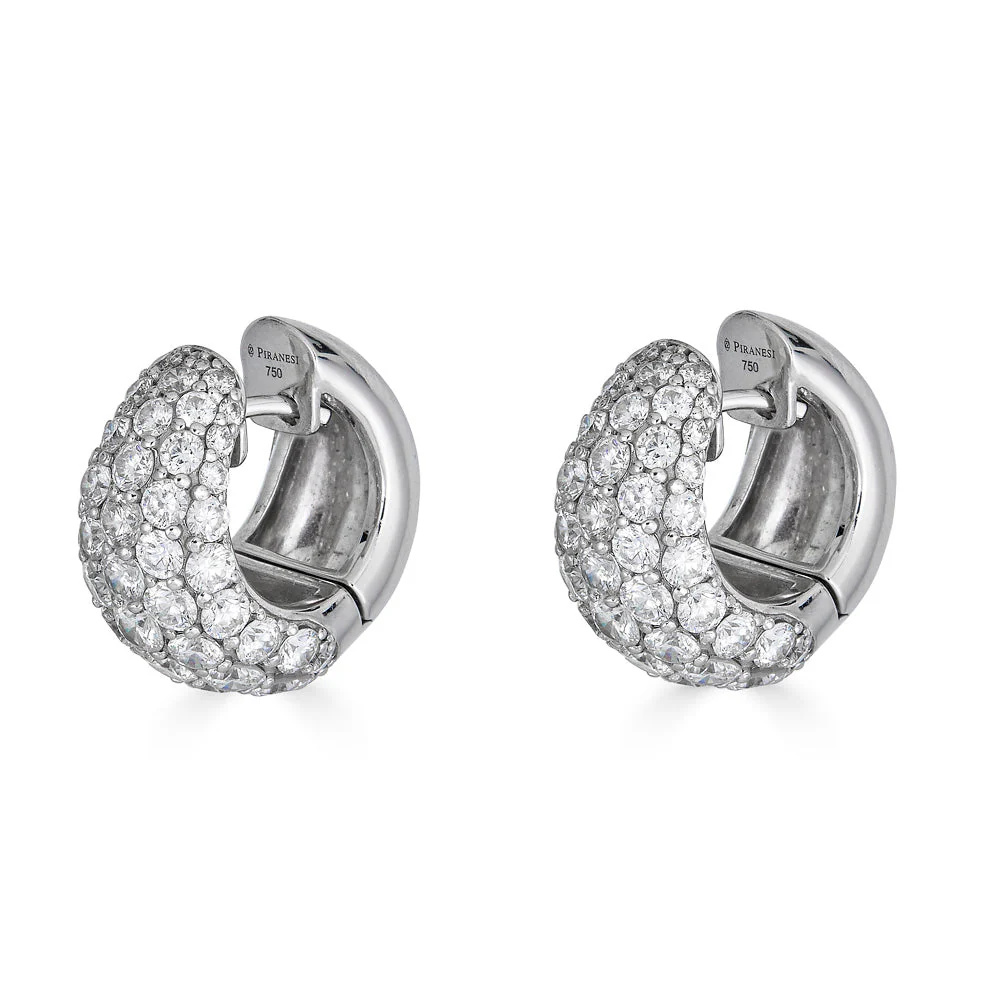 Piranesi White Gold Dome Huggie Earring E5406-DIA/WG #2