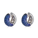 Piranesi White Gold Dome Huggie Earring - Blue Sapphire E5406-B #2