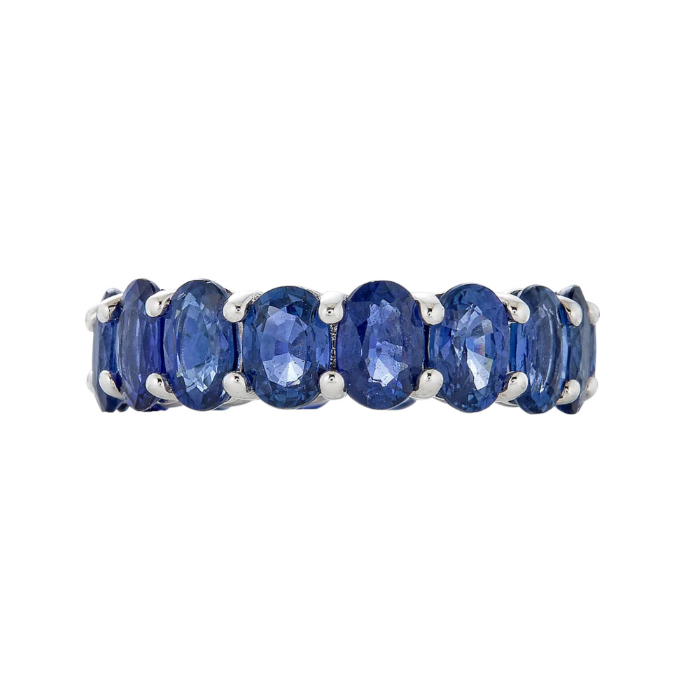 Piranesi White Gold Eternity Oval Band - Blue Sapphire