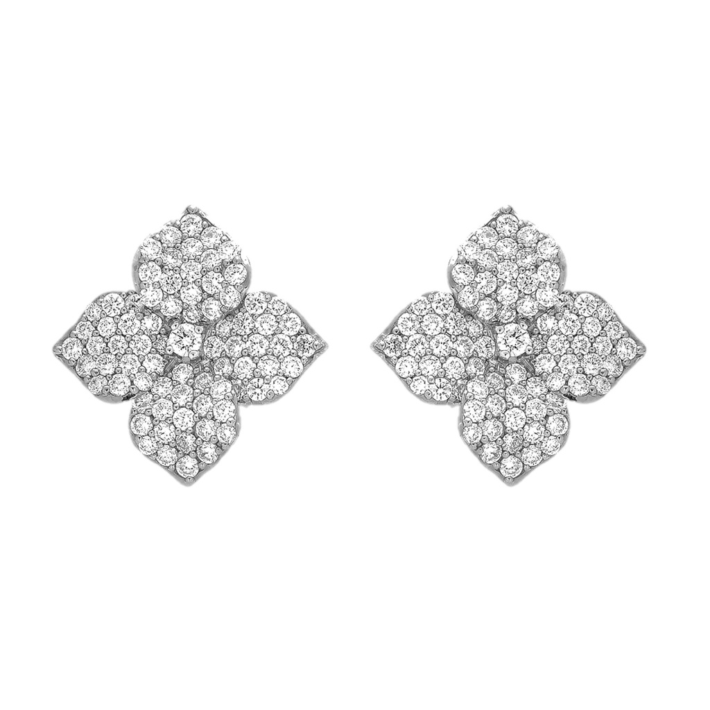 Piranesi White Gold Fiore Large Flower Earrings E4673-DIA/WG
