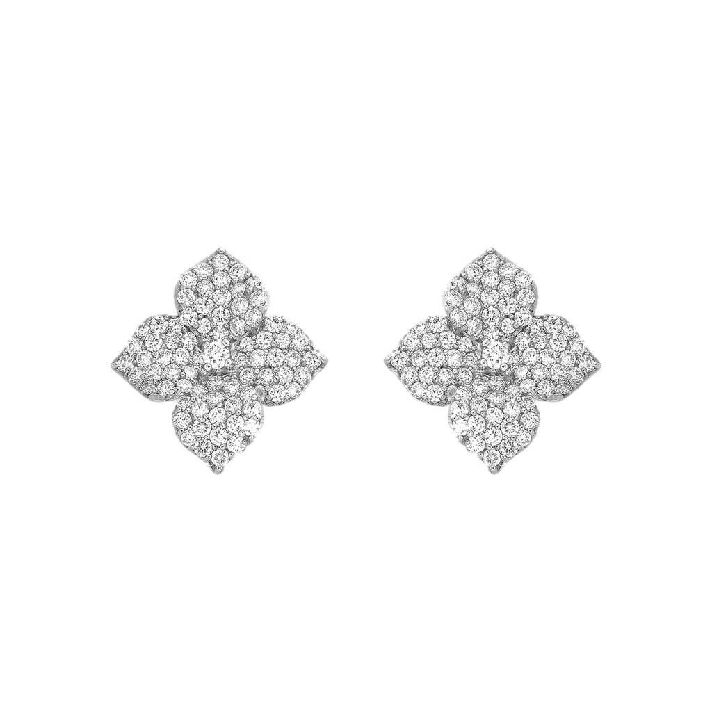 Piranesi White Gold Fiore Small Flower Earrings E4514-DIA/WG