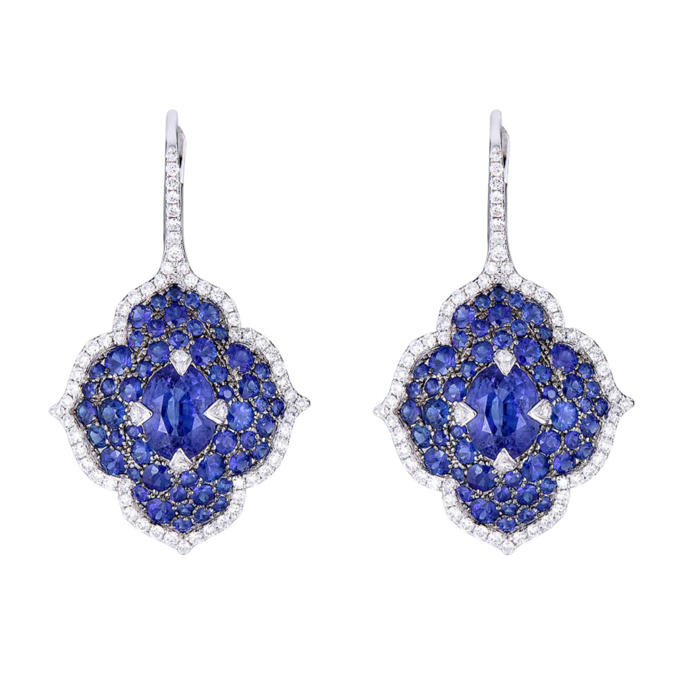 Piranesi White Gold Pasha Drop Earrings - Blue Sapphire E5132