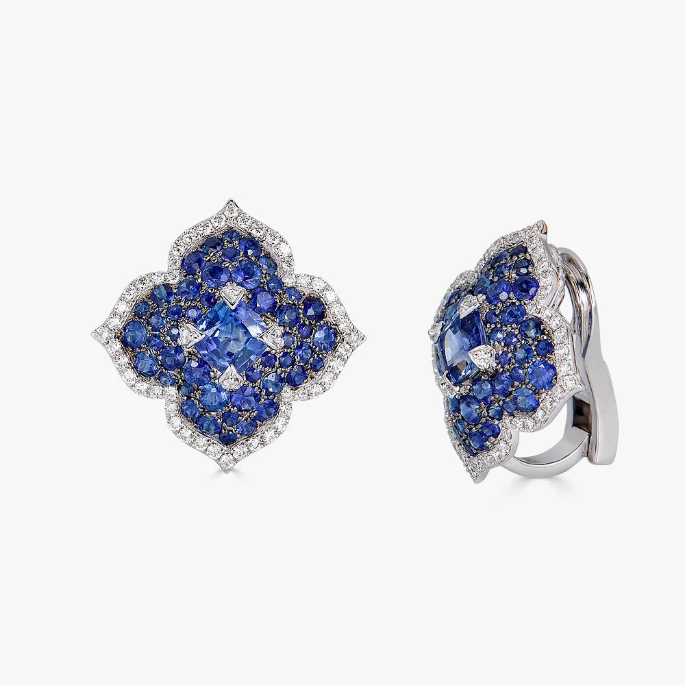 Piranesi White Gold Pasha Stud Earrings - Blue Sapphire E5136 #2