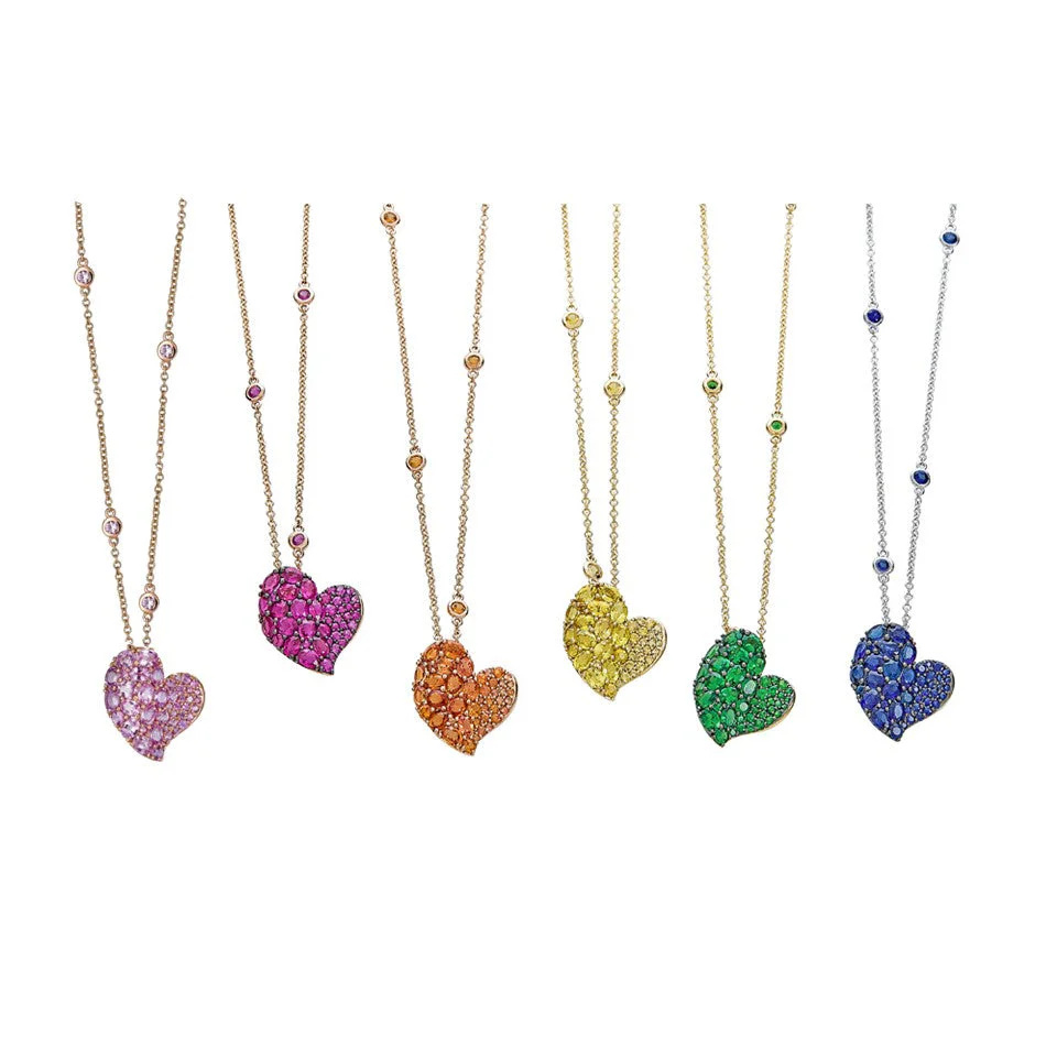 Piranesi White Gold Wave Heart Medium Necklace N6088-RUB #2