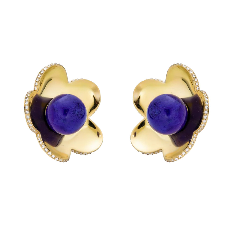 Piranesi Yellow Gold Capri Cinque Bead Earring - Lapis Lazuli E5594-YG/LAP