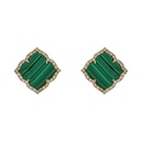 Piranesi Yellow Gold Capri Small Flower Earrings - Malachite E5240-MAL