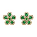 Piranesi Yellow Gold Classic Flower Earrings - Tsavorite E5045-TSA