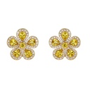 Piranesi Yellow Gold Classic Flower Earrings - Yellow Sapphire E5045-Y