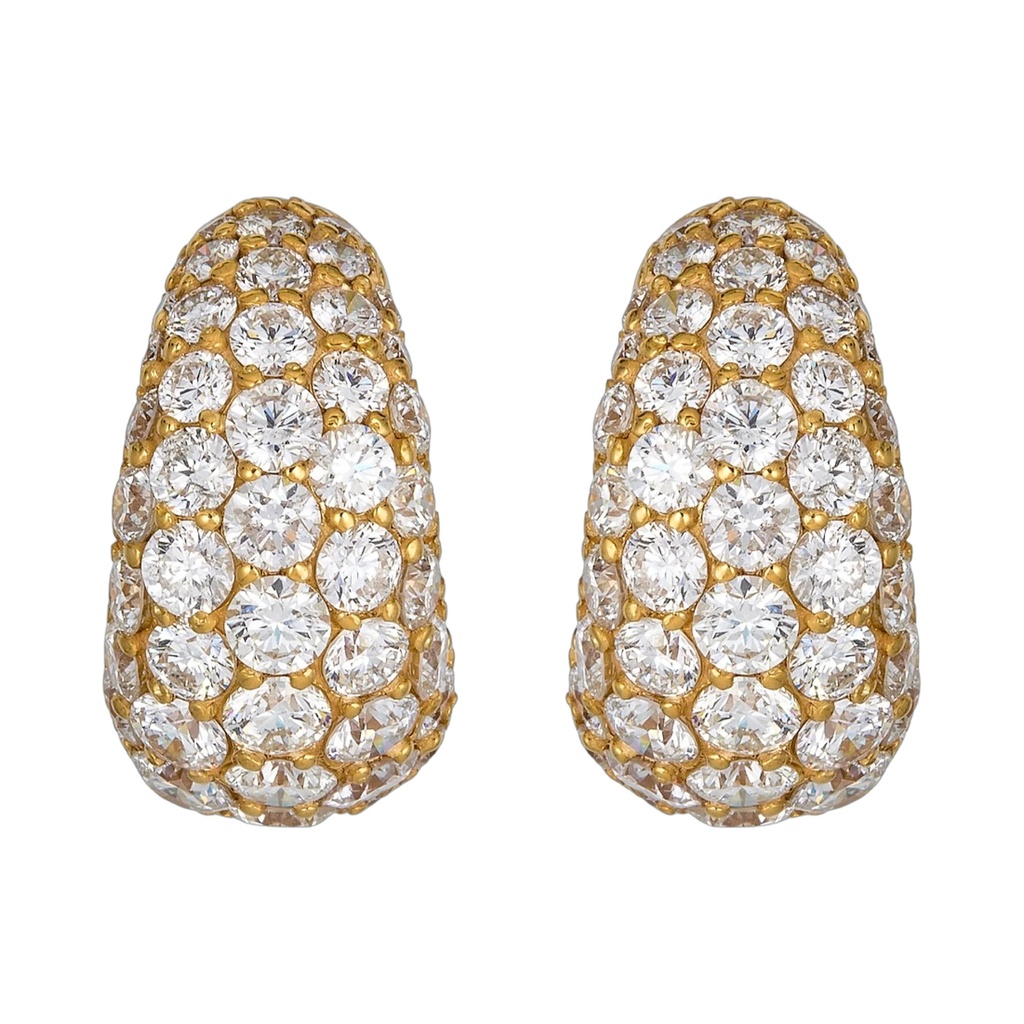 Piranesi Yellow Gold Dome Huggie Earring E5406-DIA/YG