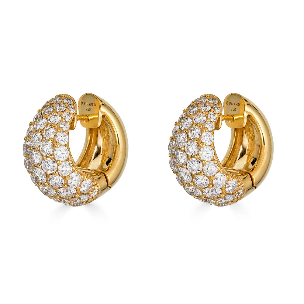 Piranesi Yellow Gold Dome Huggie Earring E5406-DIA/YG #2