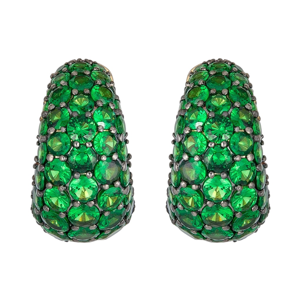 Piranesi Yellow Gold Dome Huggie Earring - Tsavorite E5406-TSA