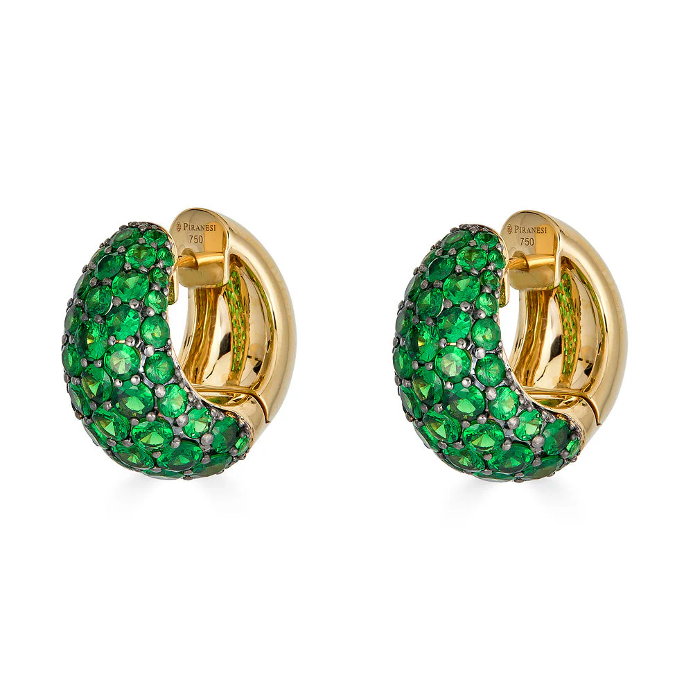 Piranesi Yellow Gold Dome Huggie Earring - Tsavorite E5406-TSA #2