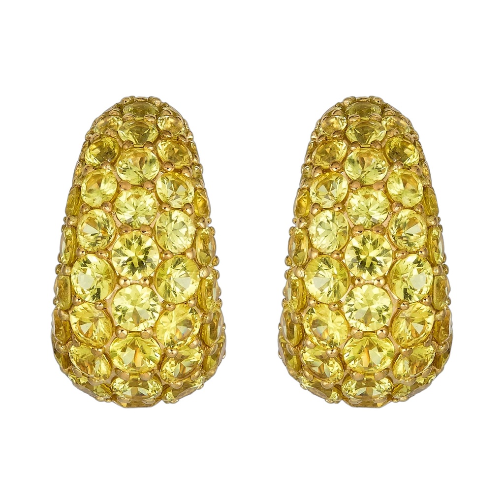 Piranesi Yellow Gold Dome Huggie Earring - Yellow Sapphire E5406-Y