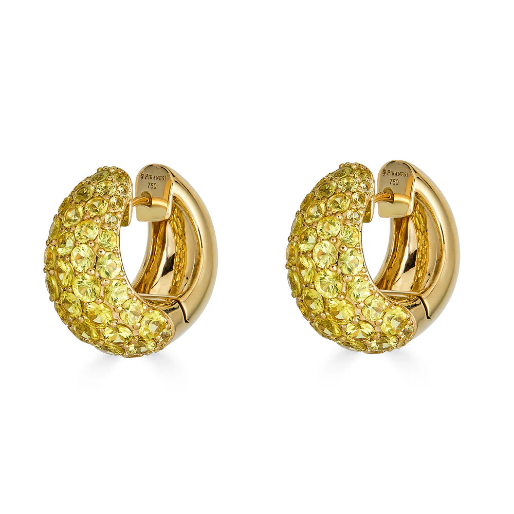 Piranesi Yellow Gold Dome Huggie Earring - Yellow Sapphire E5406-Y #2