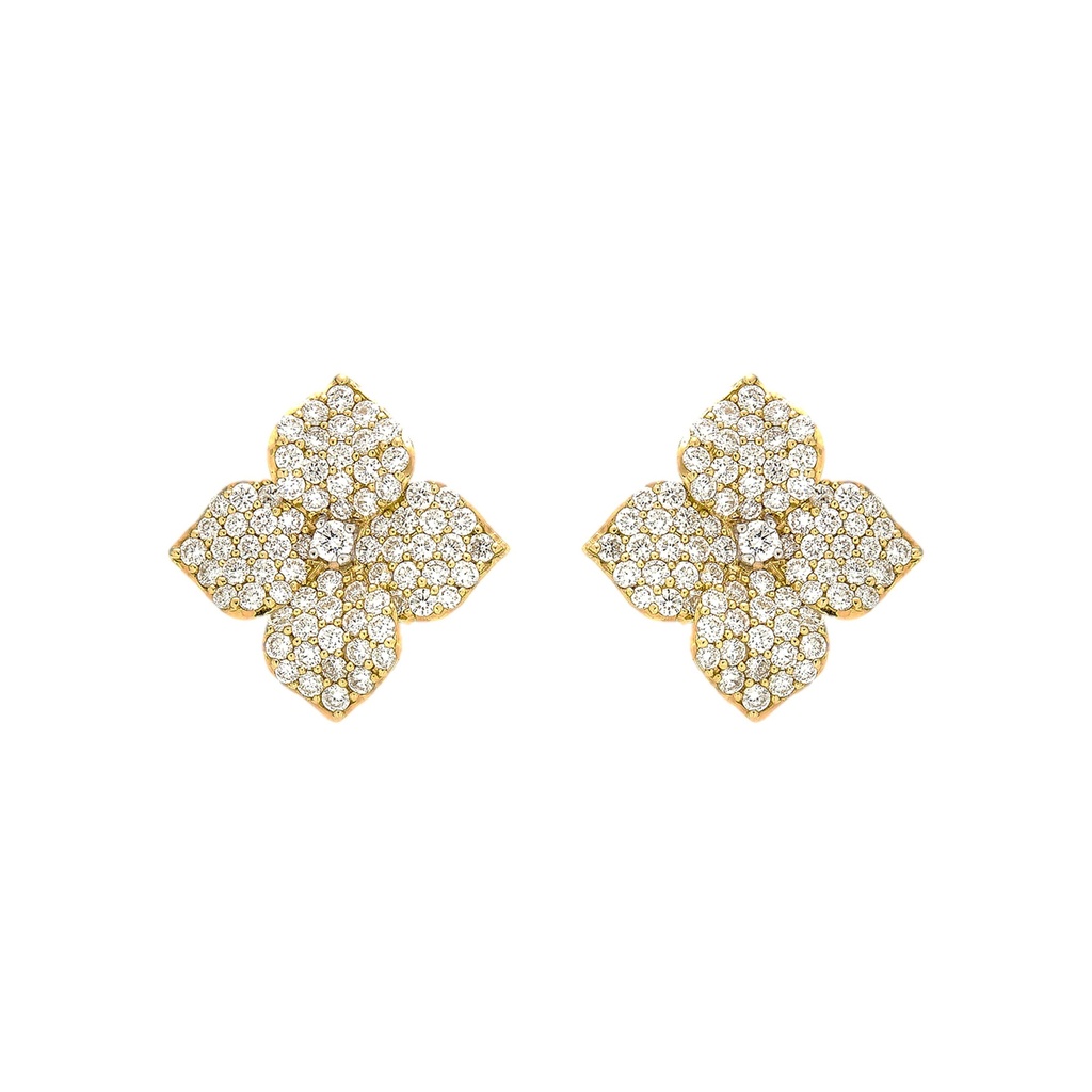 Piranesi Yellow Gold Fiore Small Flower Earrings E4514-DIA/YG