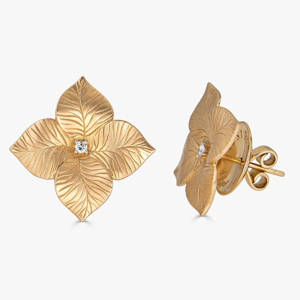 Piranesi Yellow Gold Oro Fiore Large Flower Earrings E5179-YG #2