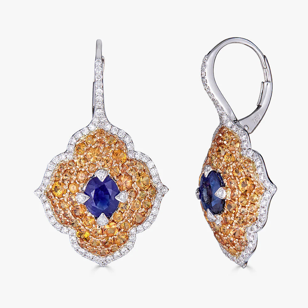 Piranesi Yellow Gold Pasha Drop Earrings - Orange Sapphire E5132BOVOR-YWG #2