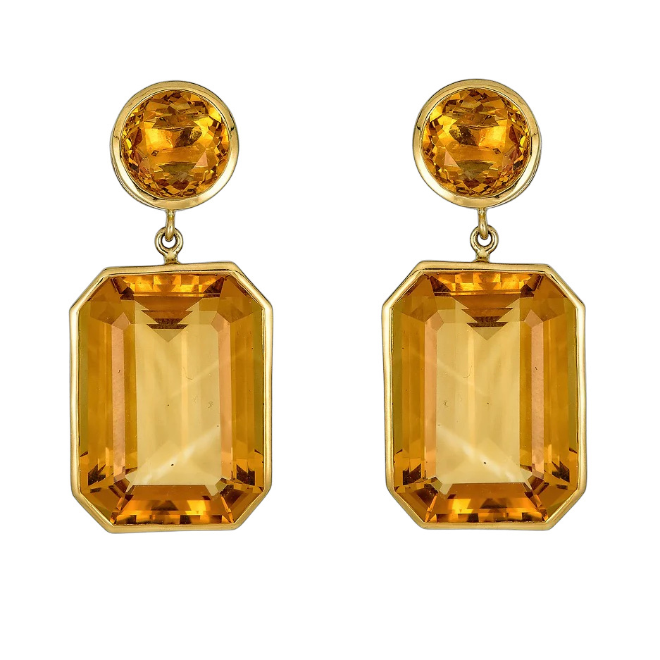 Piranesi Yellow Gold Pietra Drop Earrings - Yellow Citrine E4634-CIT