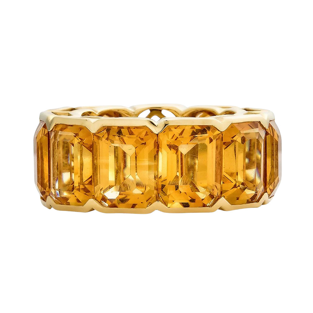 Piranesi Yellow Gold Pietra Emerald Cut Eternity Band - Yellow Citrine