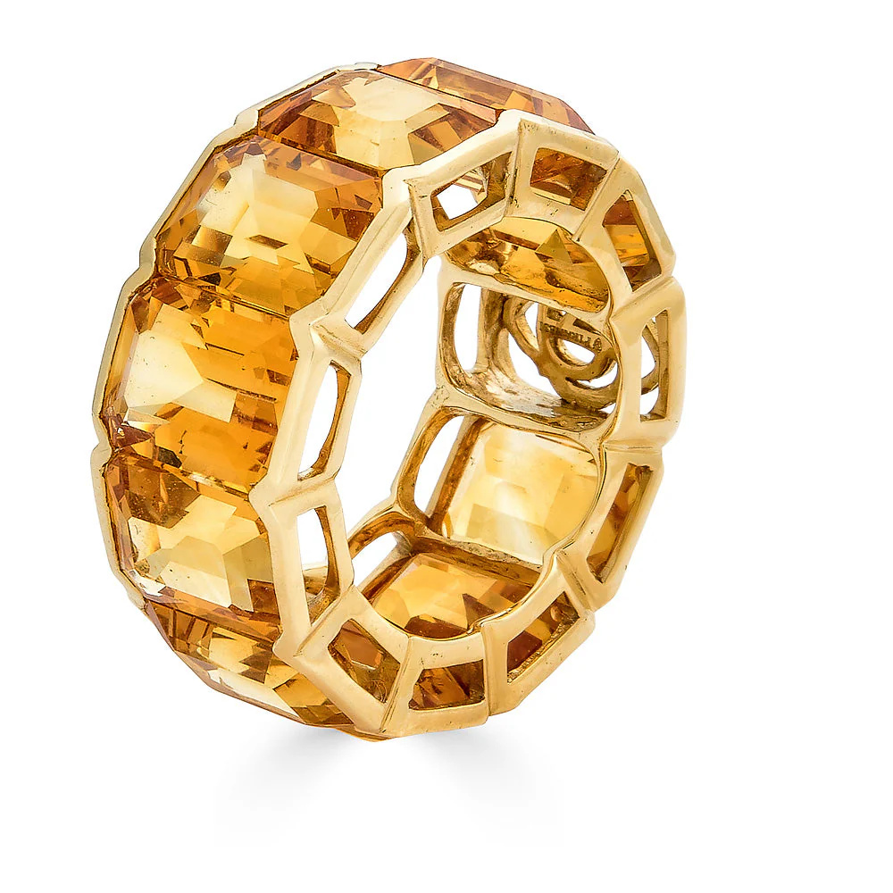 Piranesi Yellow Gold Pietra Emerald Cut Eternity Band - Yellow Citrine #2