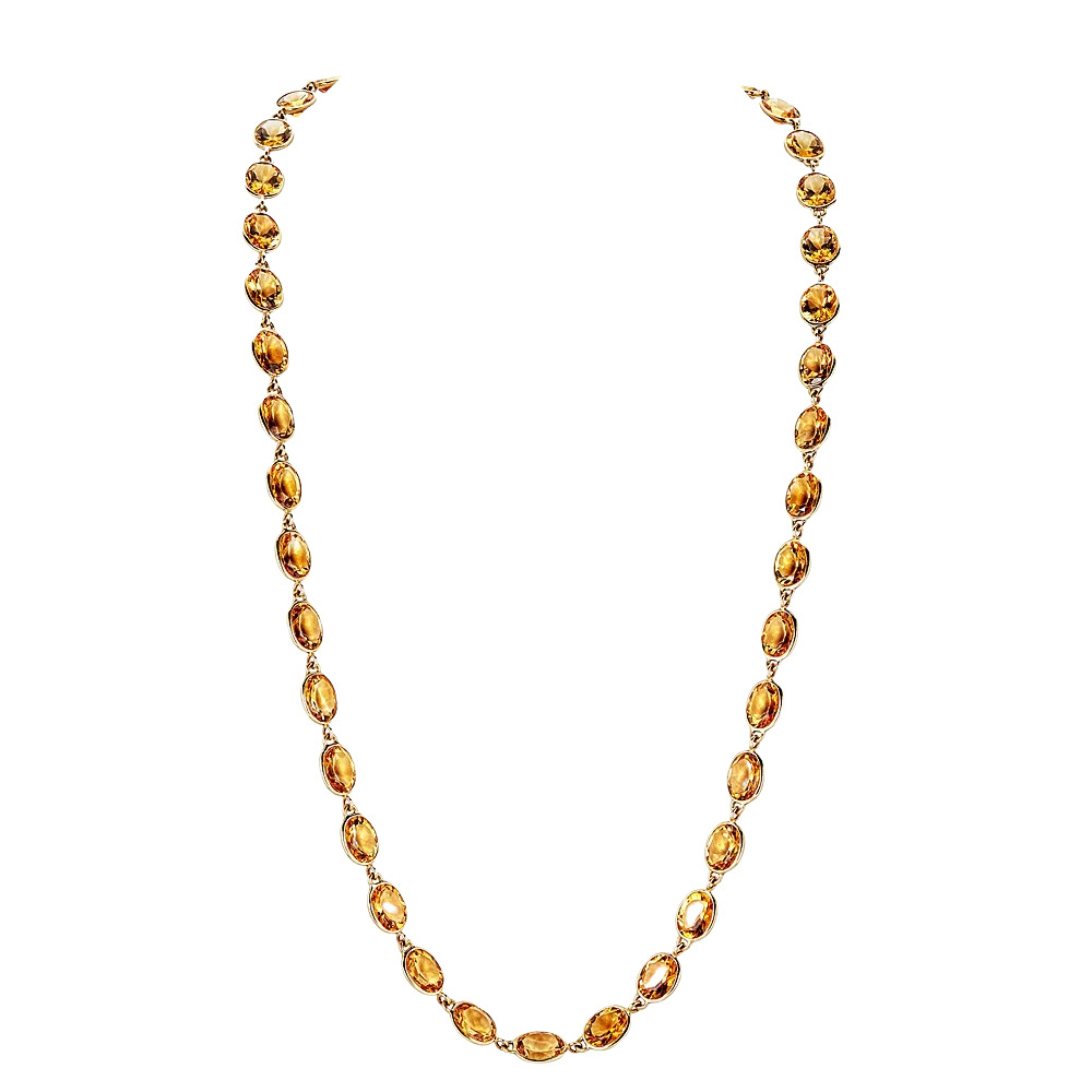 Piranesi Yellow Gold Pietra Oval Chain Necklace - Yellow Citrine N5735-CIT24
