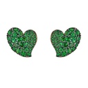 Piranesi Yellow Gold Wave Heart Medium Earring - Tsavorite E5389-TSA